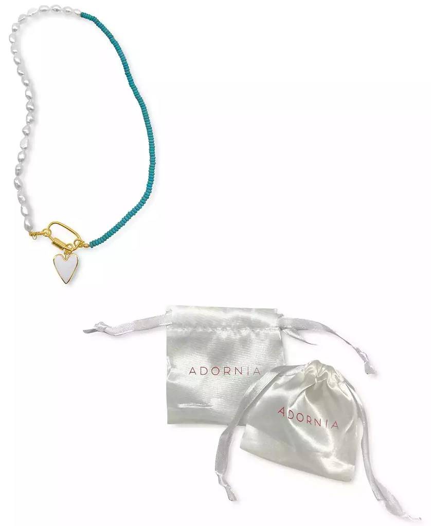商品ADORNIA|Turquoise and Freshwater Pearl Lock and Heart Pendant Necklace,价格¥235,第2张图片详细描述