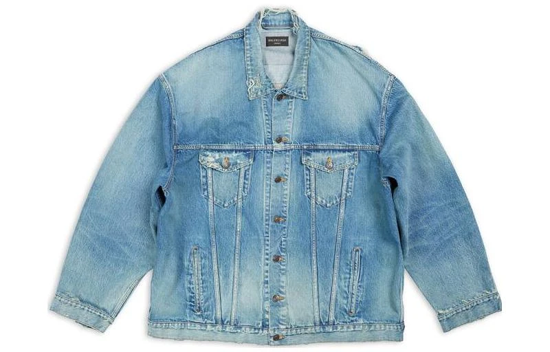 商品[国内直发] Balenciaga|巴黎世家 SS23 水洗仿旧破洞牛仔外套 宽松版型牛仔外套 男款 牛仔蓝,价格¥7663,第1张图片