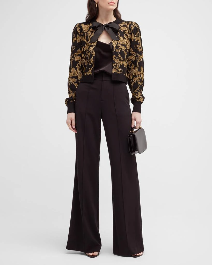商品Alice + Olivia|Kitty Baroque-Print Puff-Sleeve Cardigan,价格¥2154,第3张图片详细描述