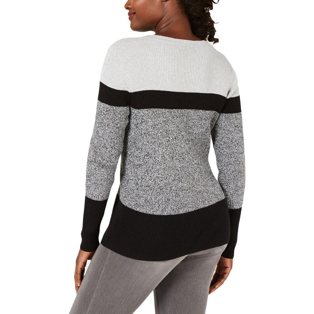 商品Karen Scott|Karen Scott Womens Colorblock Ribbed Knit Pullover Sweater,价格¥125,第5张图片详细描述