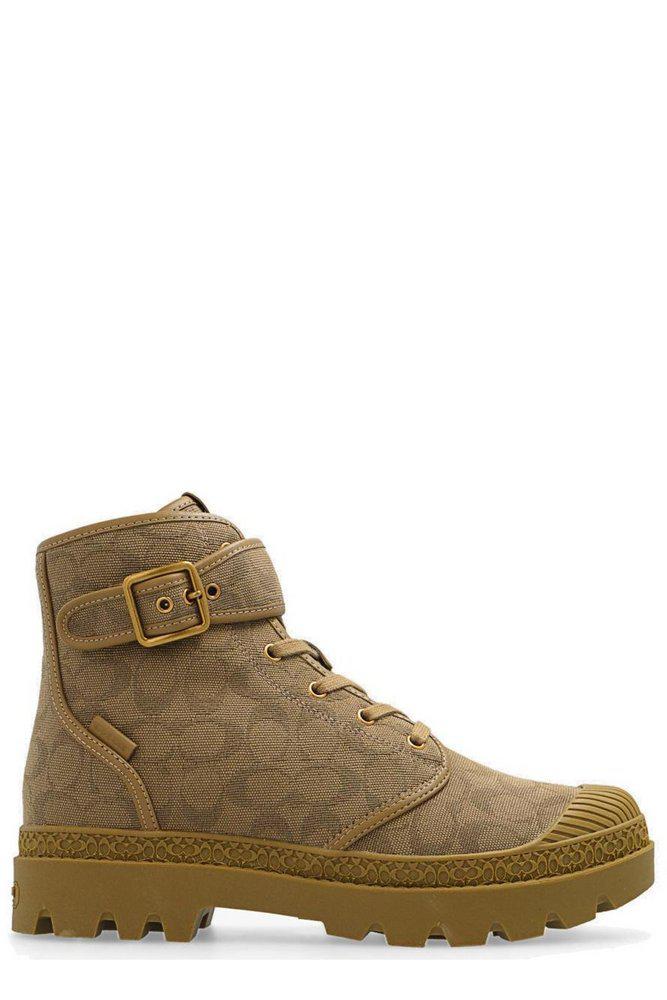 Coach Trooper Buckled Monogram Pattern Lace-Up Boots商品第1张图片规格展示