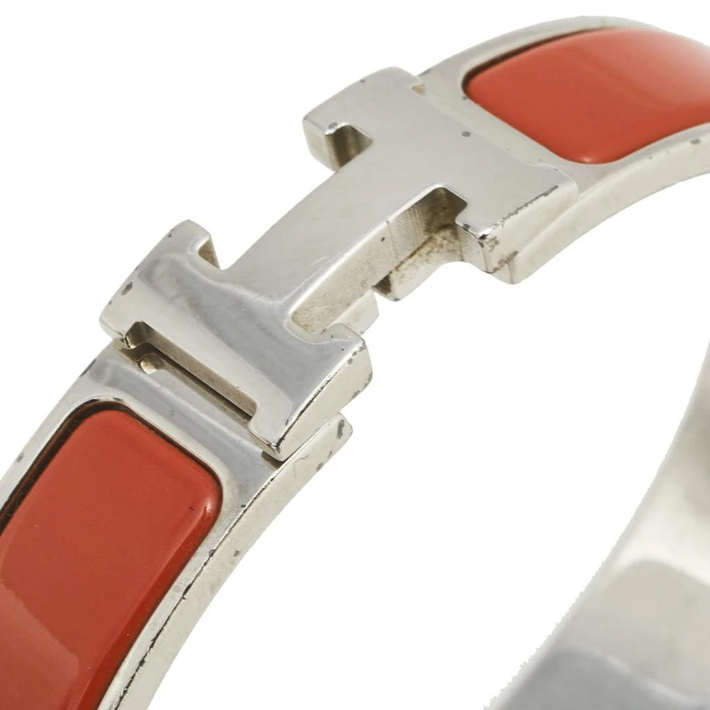 商品[二手商品] Hermes|Hermès Clic H Palladium Plated Orange Enamel Narrow Bracelet,价格¥3121,第3张图片详细描述