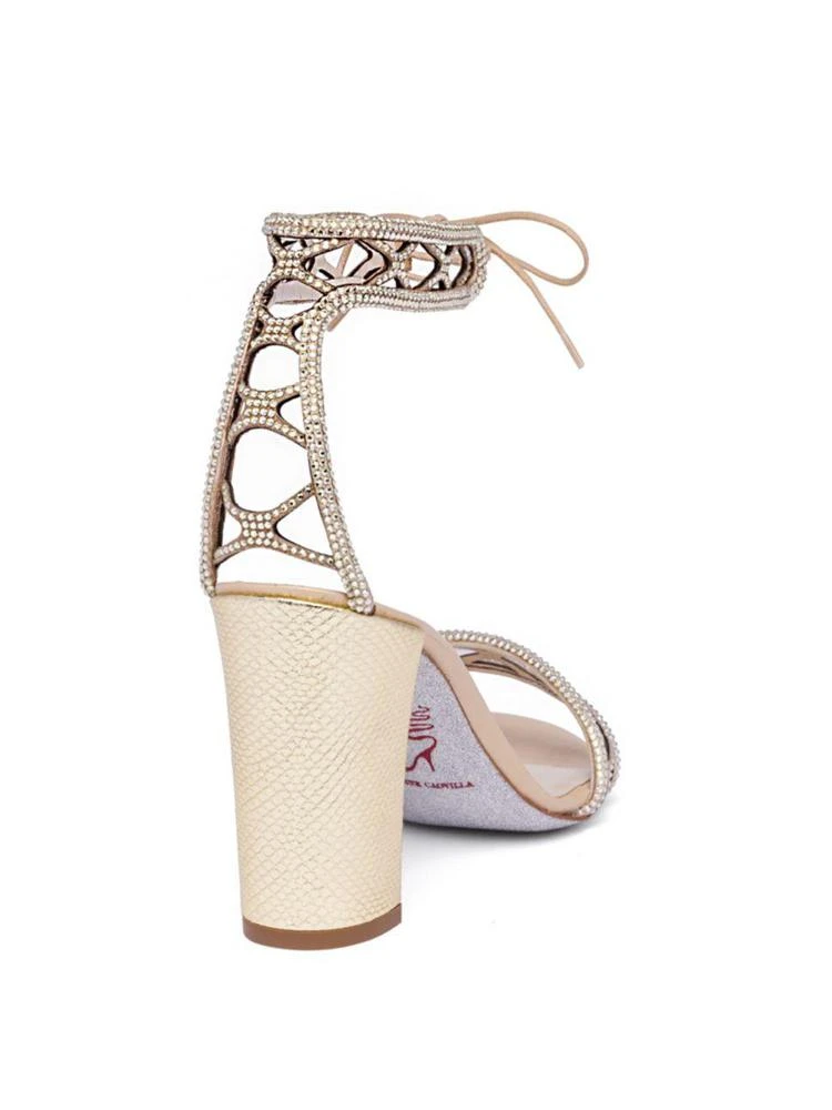 商品Rene Caovilla|Crystal & Suede Ankle-Tie Block Heel Sandals,价格¥5373,第2张图片详细描述