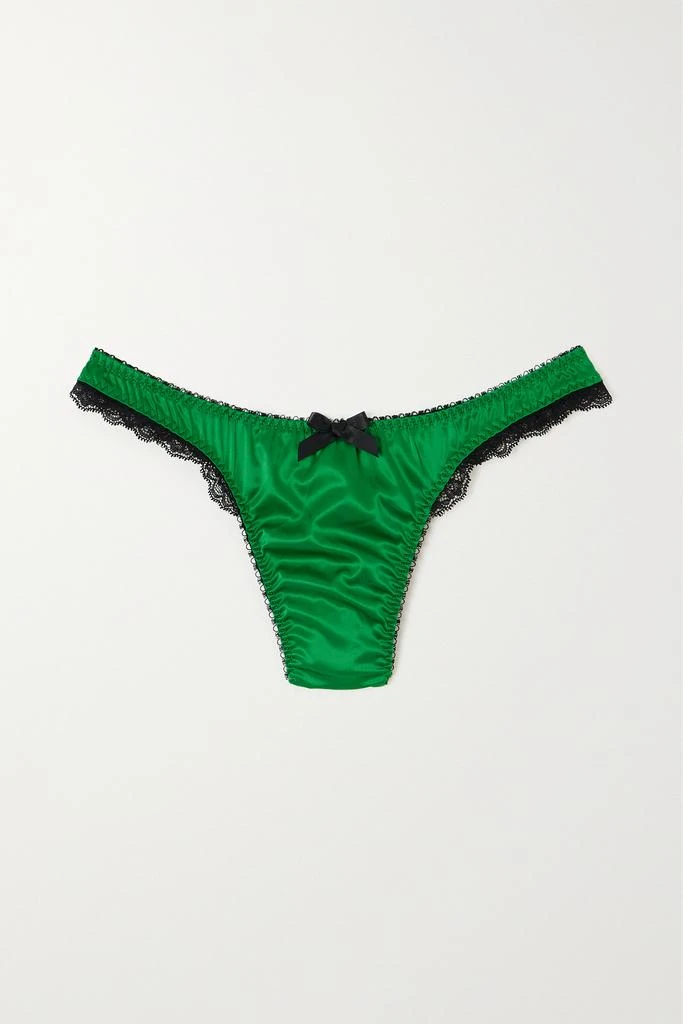 商品L'Agent by Agent Provocateur|Solane 蕾丝边饰缎布丁字裤,价格¥254,第1张图片