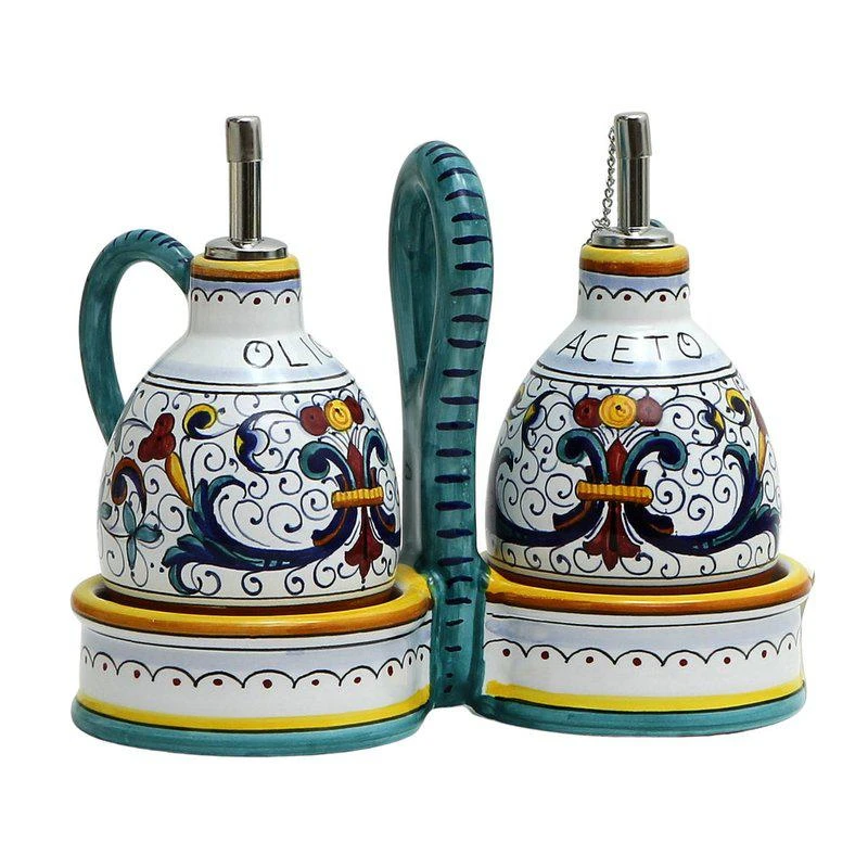 商品Artistica - Deruta of Italy|Ricco Deruta Deluxe: Oil and Vinegar cruets set with caddy (New),价格¥1420,第1张图片