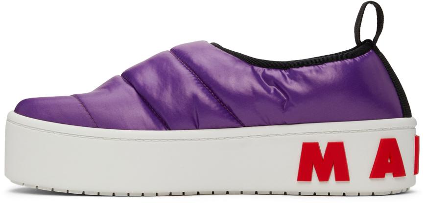 Purple Puffed Nylon Slip-On Low Sneakers商品第3张图片规格展示