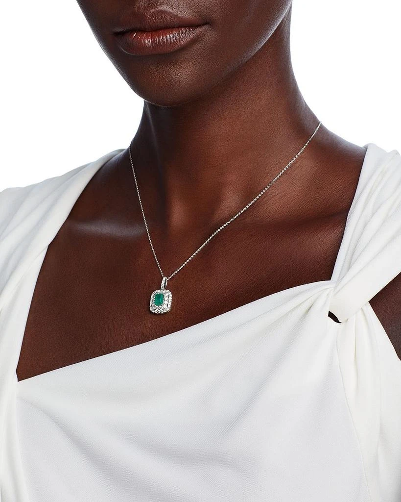 Emerald & Diamond Pendant Necklace in 14K White Gold, 18" 商品