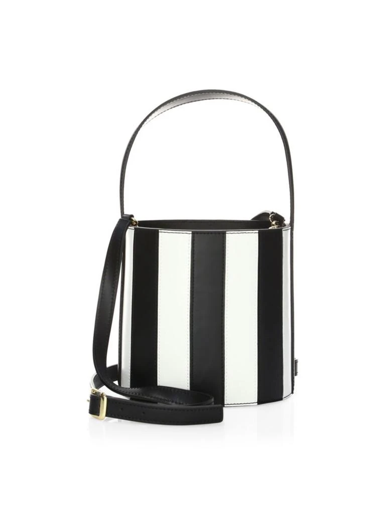 商品Staud|Bissett Striped Leather Bucket Bag,价格¥1107,第1张图片