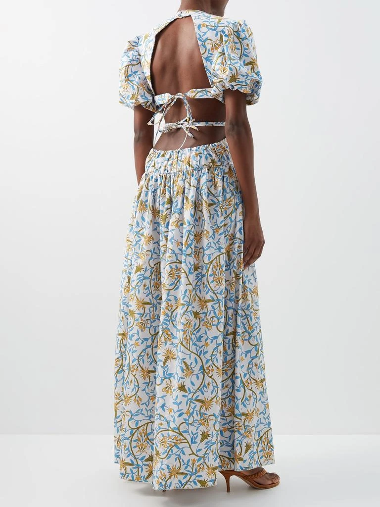 商品Agua by Agua Bendita|Samba cutout floral-print cotton-poplin dress,价格¥1814,第5张图片详细描述