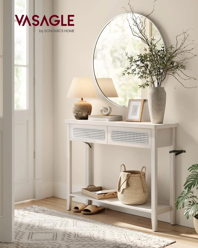 商品BreeBe|Entry Table with 2 Drawers and Open Shelf Oatmeal Beige,价格¥1175,第2张图片详细描述