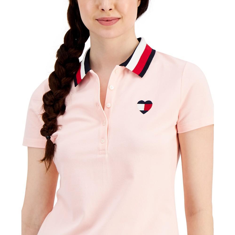 商品Tommy Hilfiger|Women's Embroidered Heart Logo Polo Top,价格¥214,第5张图片详细描述