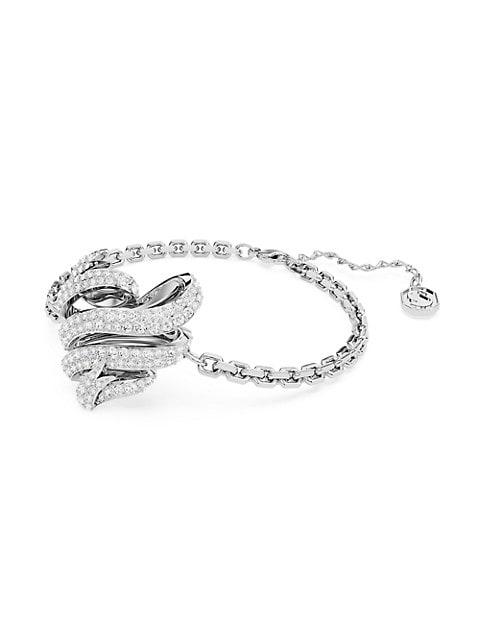 Volta Rhodium-Plated & Cubic Zirconia Swirling Heart Bracelet商品第2张图片规格展示