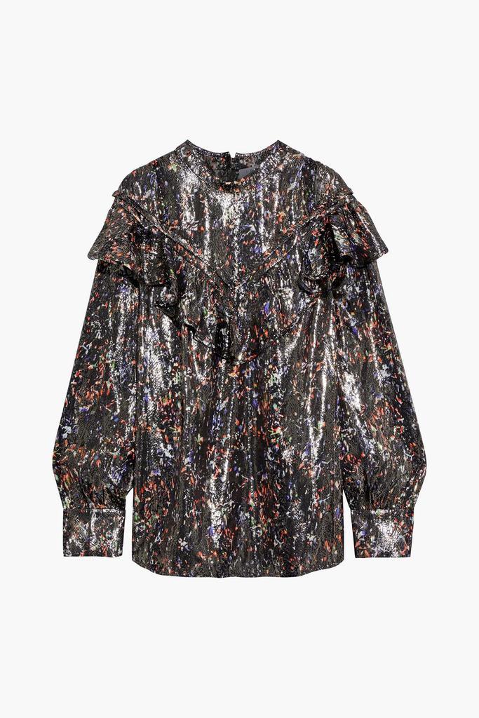 商品IRO|Meysam ruffled printed metallic silk-blend blouse,价格¥1335,第1张图片