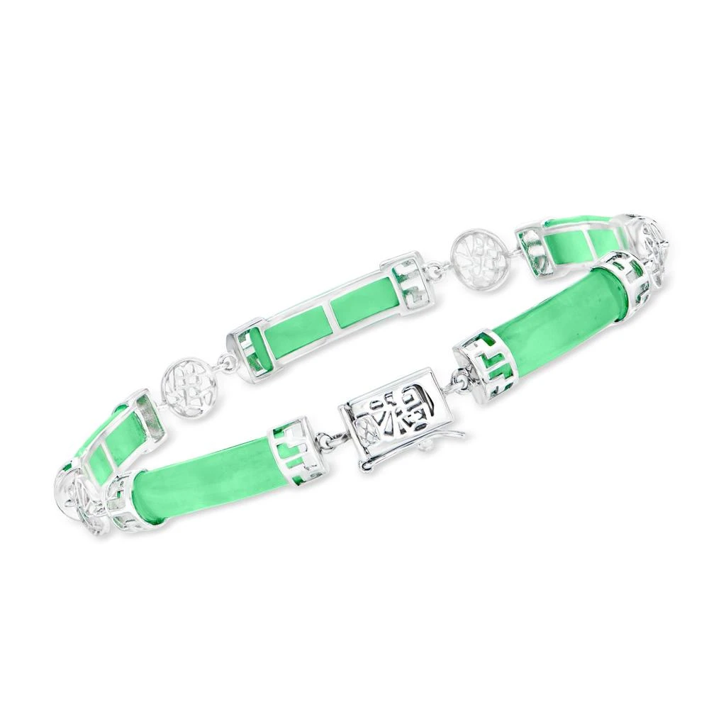 商品Ross-Simons|Ross-Simons Jade "Good Fortune" Section Bracelet in Sterling Silver,价格¥783,第3张图片详细描述