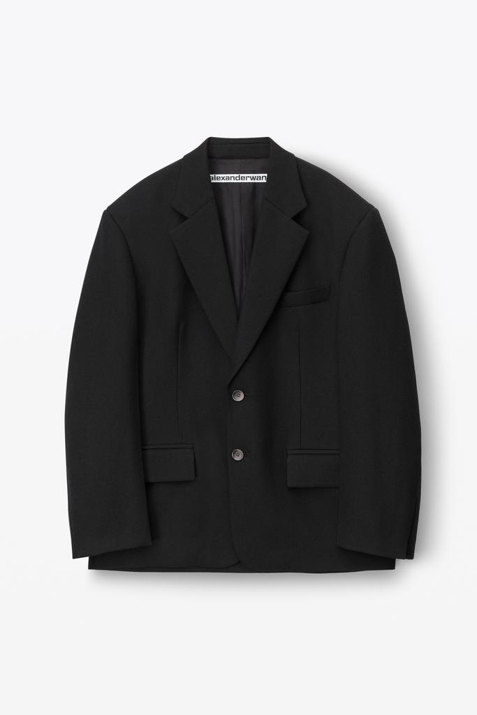 【ALEXANDER WANG】Asymmetric minidress blazer in wool Alexander Wang Asymmetric Wool Blazer Mini Dress Black