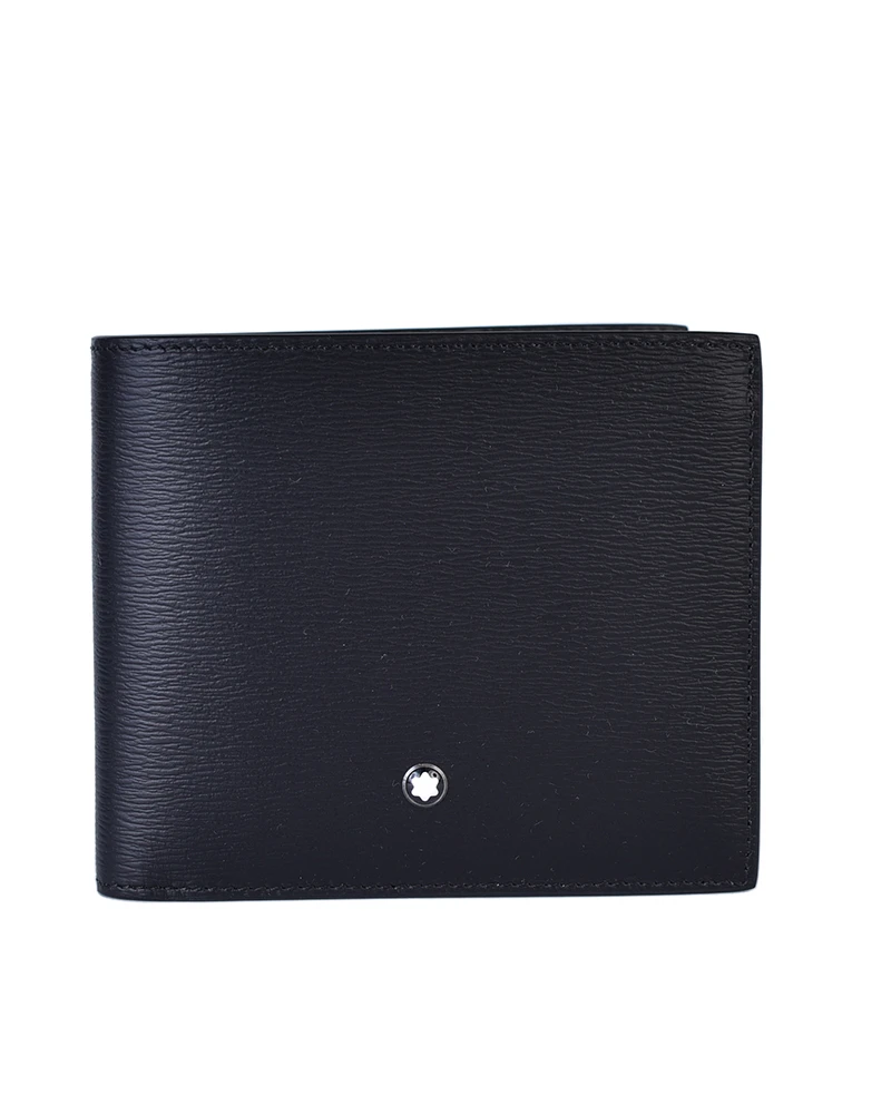 商品MontBlanc|MONTBLANC 男士黑色皮革短款钱包 129244,价格¥2284,第1张图片