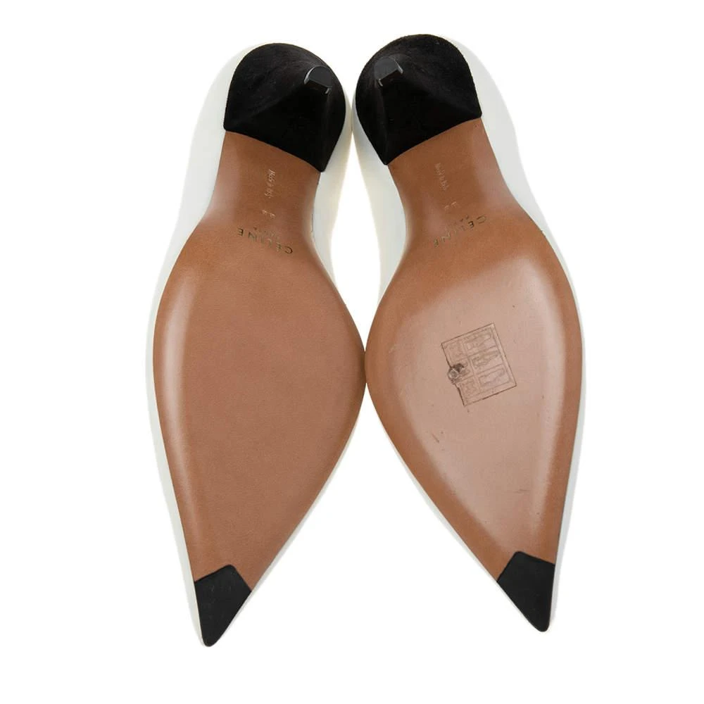 Celine Off-White Leather V Neck Pointed-Toe Pumps Size 38 商品