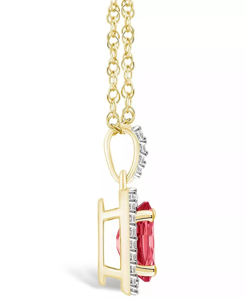 商品Macy's|Lab Grown Ruby (1-1/4 ct. t.w.) and Lab Grown Sapphire (1/6 ct. t.w.) Halo Pendant Necklace in 10K Yellow Gold,价格¥2953,第3张图片详细描述