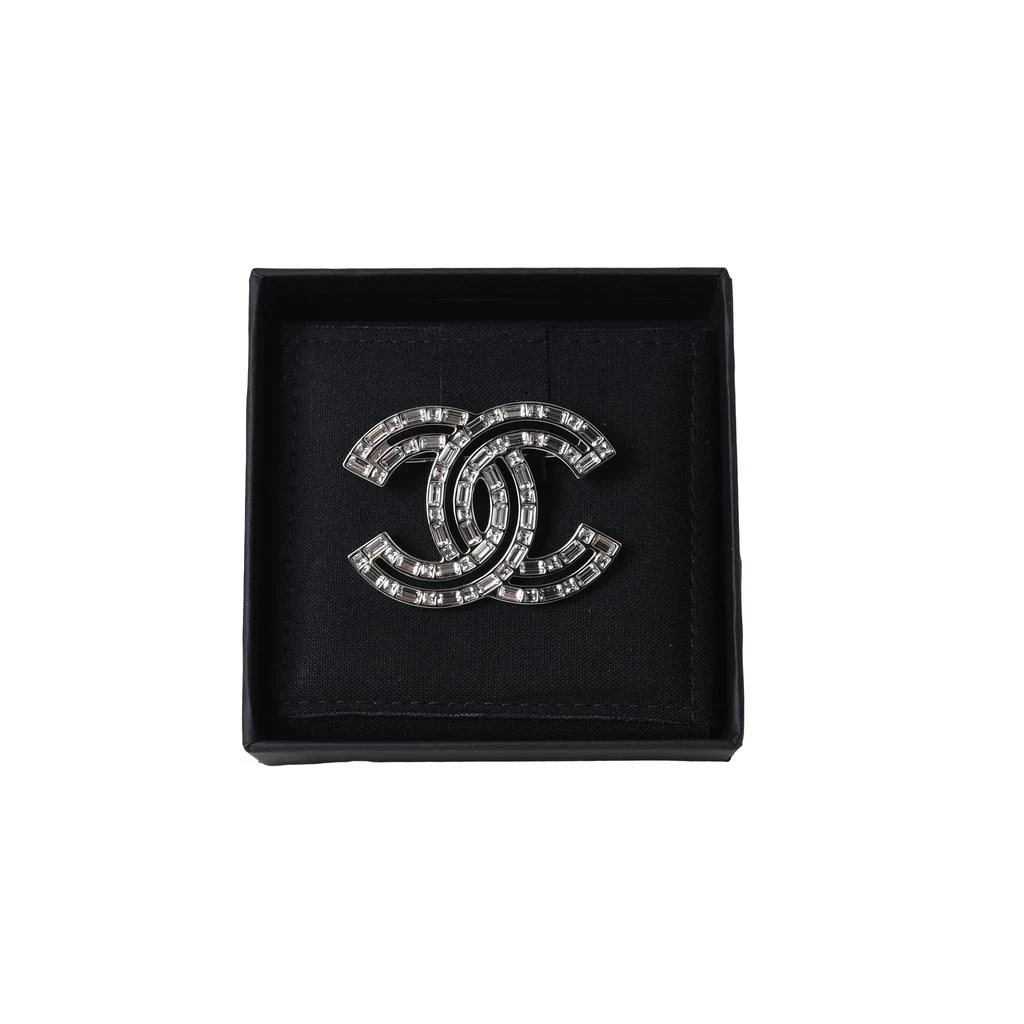 商品Chanel|Chanel Baguette Crystal CC Brooch Silver,价格¥7395,第1张图片