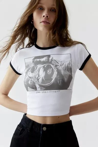 商品Urban Outfitters|Cowboy Photoreal Ringer Baby Tee,价格¥76,第1张图片