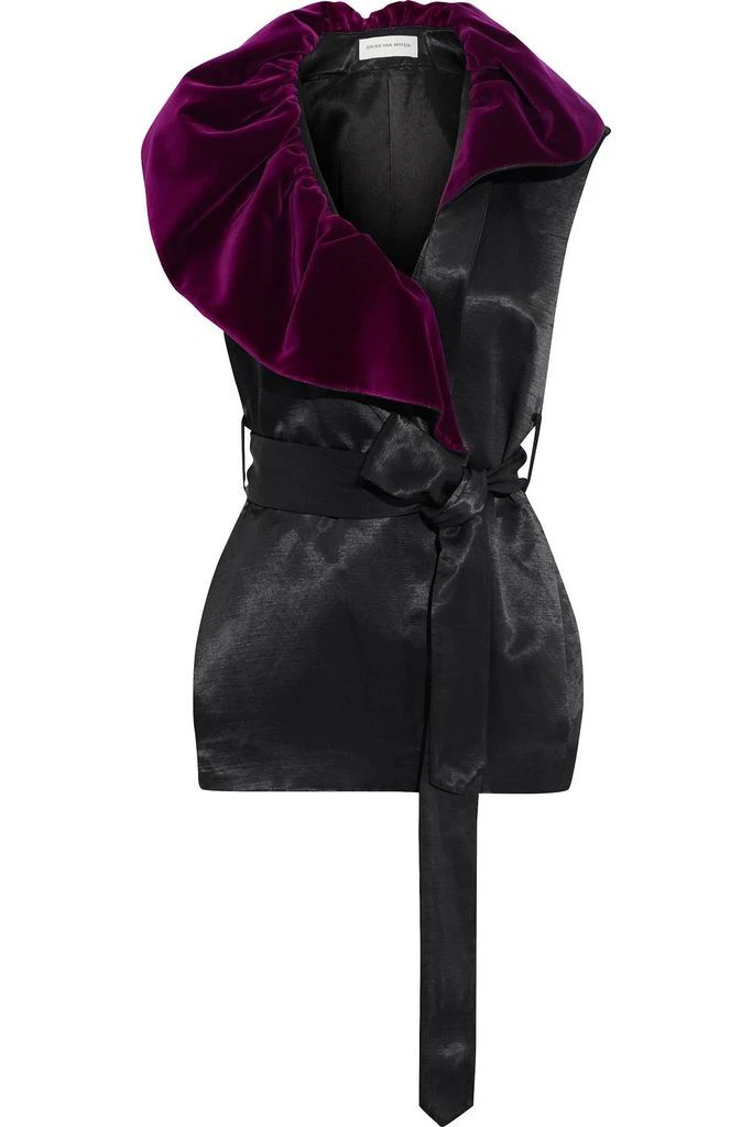 商品Dries Van Noten|Ruffled linen, cupro and wool-blend satin vest,价格¥1231,第1张图片
