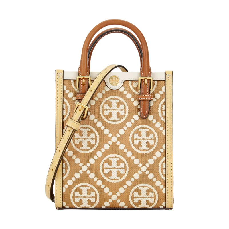 商品[国内直发] Tory Burch|托里·伯奇TORY BURCH 女士老花刺绣织物配皮托特包斜挎包 ,价格¥3385,第1张图片