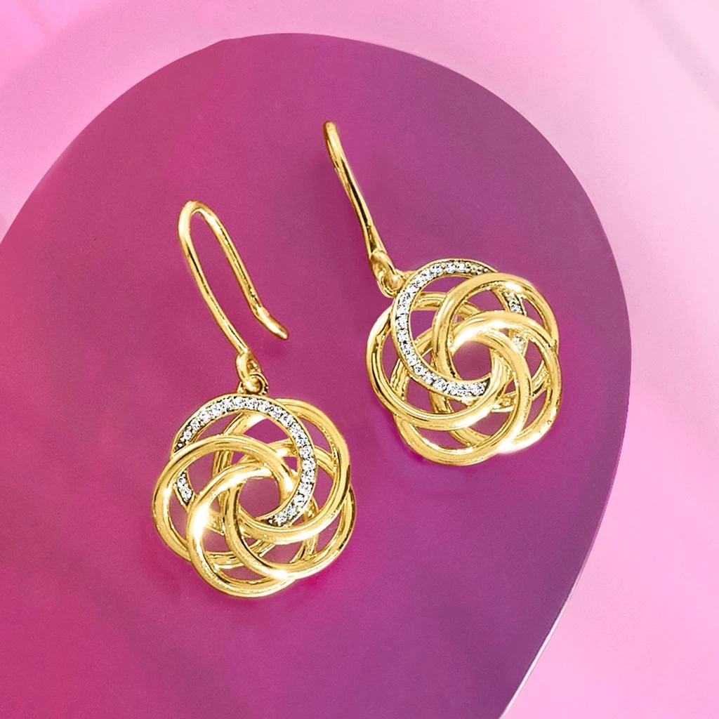 商品Ross-Simons|Ross-Simons Diamond Interlocking-Circle Drop Earrings in 18kt Gold Over Sterling,价格¥1566,第3张图片详细描述