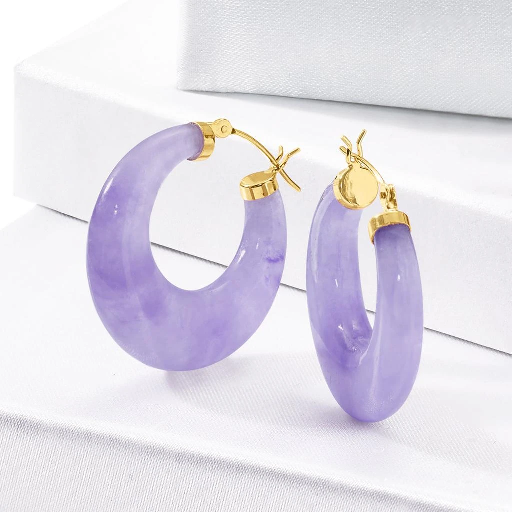 商品Ross-Simons|Lavender Jade Hoop Earrings With 14kt Yellow Gold,价格¥2078,第4张图片详细描述