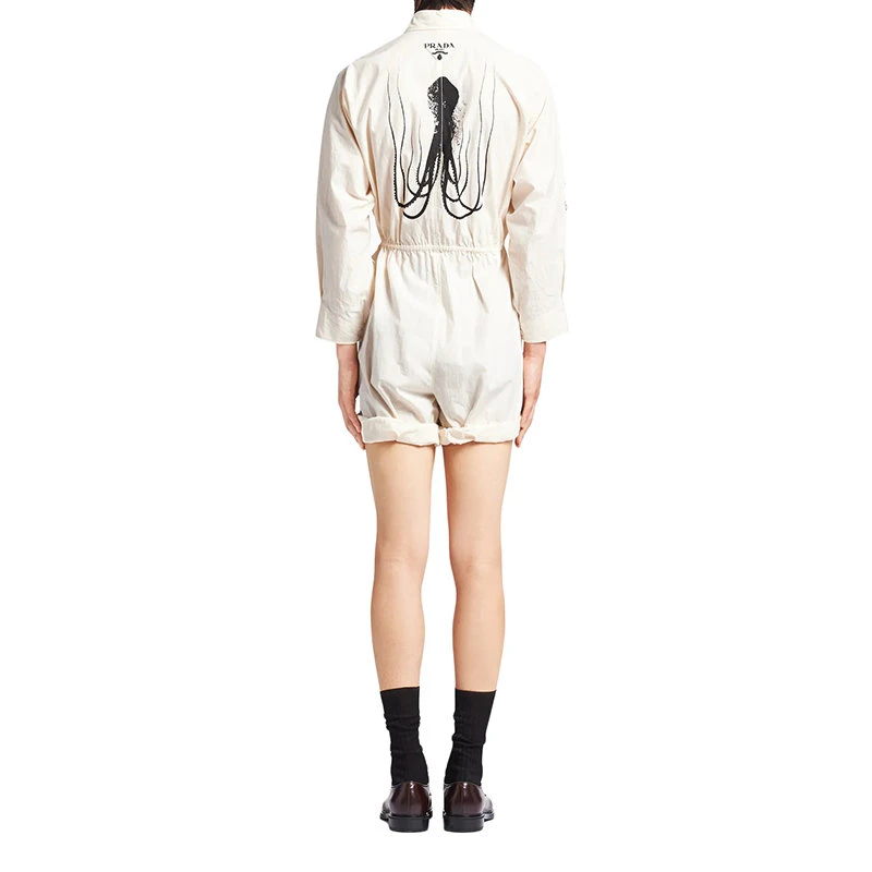 商品Prada|【预售3-7天】普��拉达 22年早春 男士象牙色印花棉质连体短裤SC567_10HO_F0304_S_221,价格¥16691,第6张图片详细描述