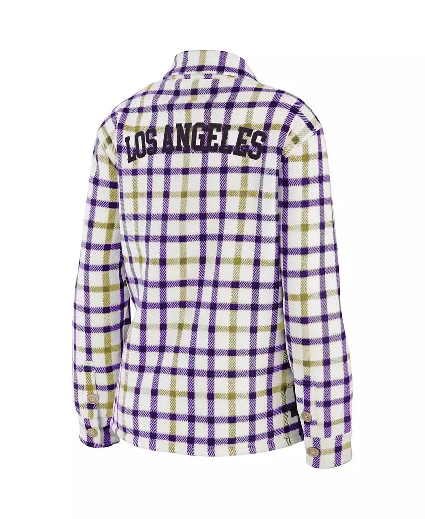 商品WEAR by Erin Andrews|Women's Oatmeal, Purple Los Angeles Lakers Plaid Button-Up Shirt Jacket,价格¥445,第3张图片详细描述