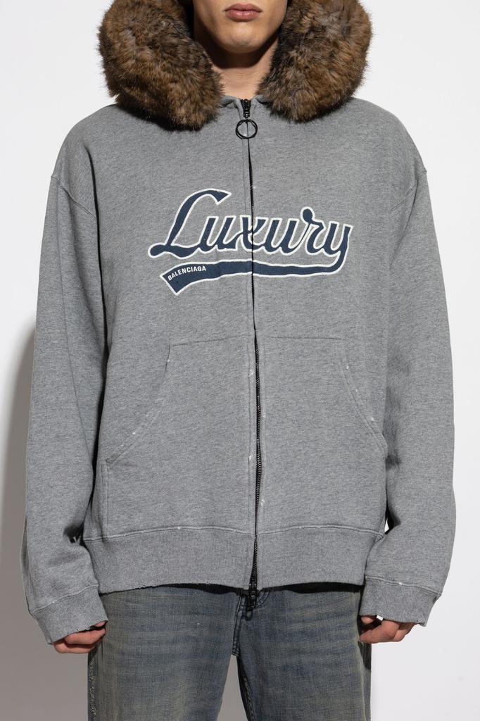 Shop Balenciaga Luxury Script Oversized Zip-Up Hoodie on Sale at