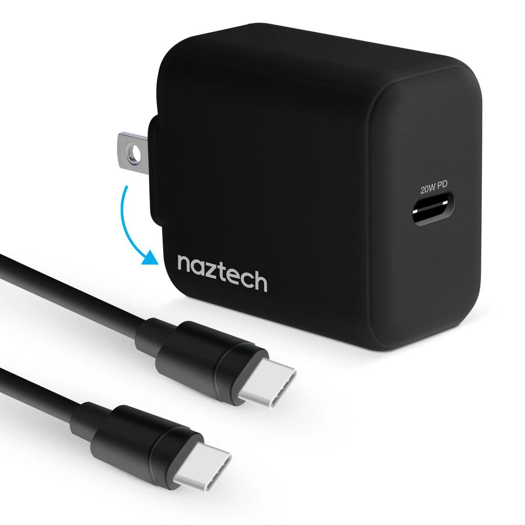 商品Naztech|20W PD Wall Charger + USB-C to USB-C 4ft Cbl BLK,价格¥286,第1张图片