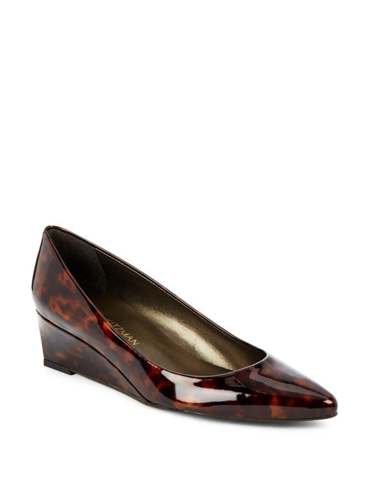 商品Stuart Weitzman|Nuevo Saffiano Patent Leather Wedge Pumps,价格¥710,第5张图片详细描述