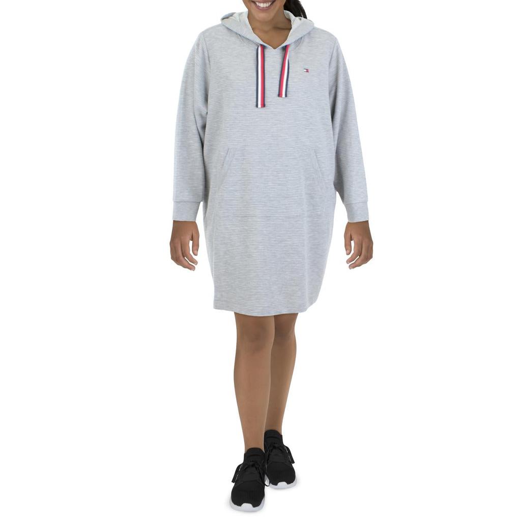 Tommy Hilfiger Womens Plus Ribbed Hooded Sweatshirt Dress商品第2张图片规格展示