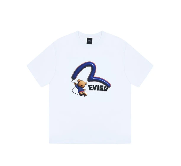 【享贝家】ZY-（预售款）EVISU 福神 纯色休闲立体LOGO小熊圆领休闲短袖T恤 男女同款 EW2UTS915 商品