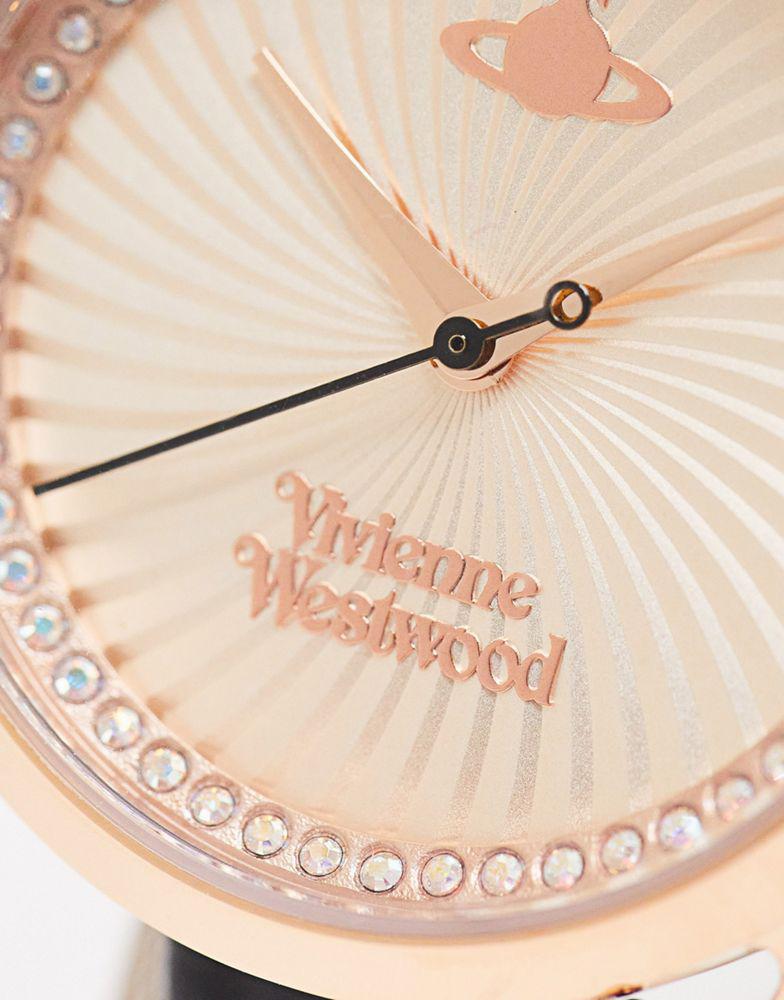 Vivienne Westwood Bow watch with orb charm in black and gold商品第3张图片规格展示