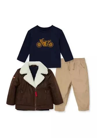 商品Little Me|Me Baby Boys T Shirt Jacket And Pants Set,价格¥306,第1张图片