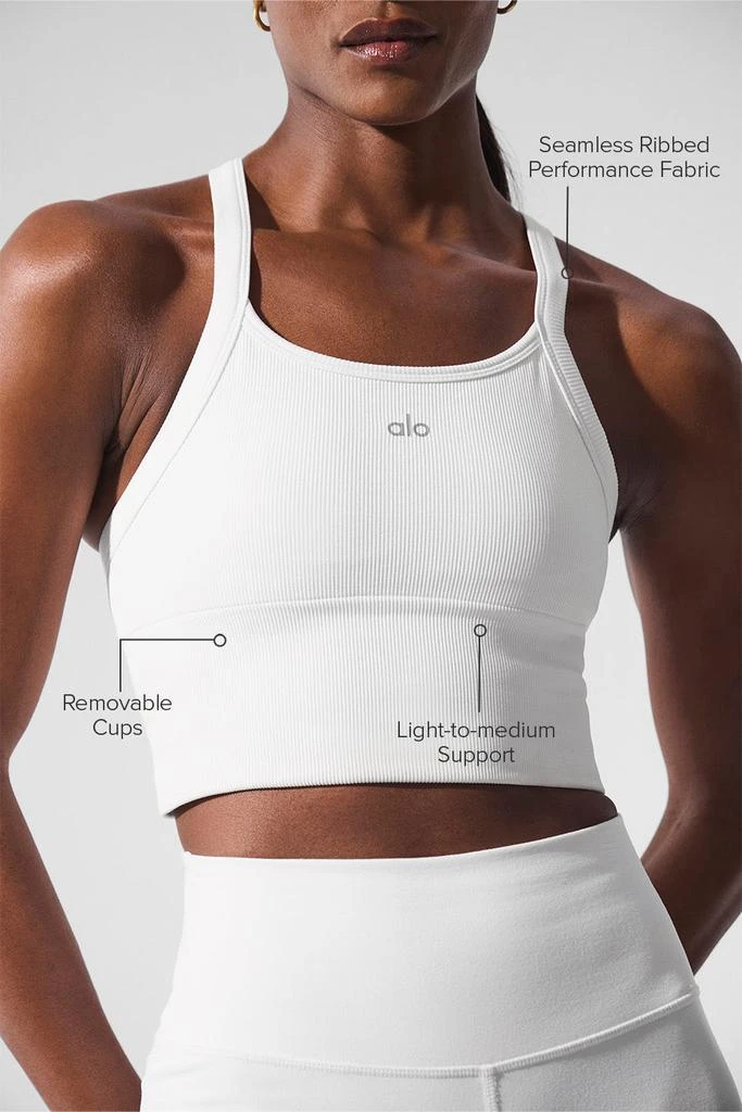 商品Alo|Seamless Ribbed Favorite Bra Tank - White,价格¥453,第2张图片详细描述
