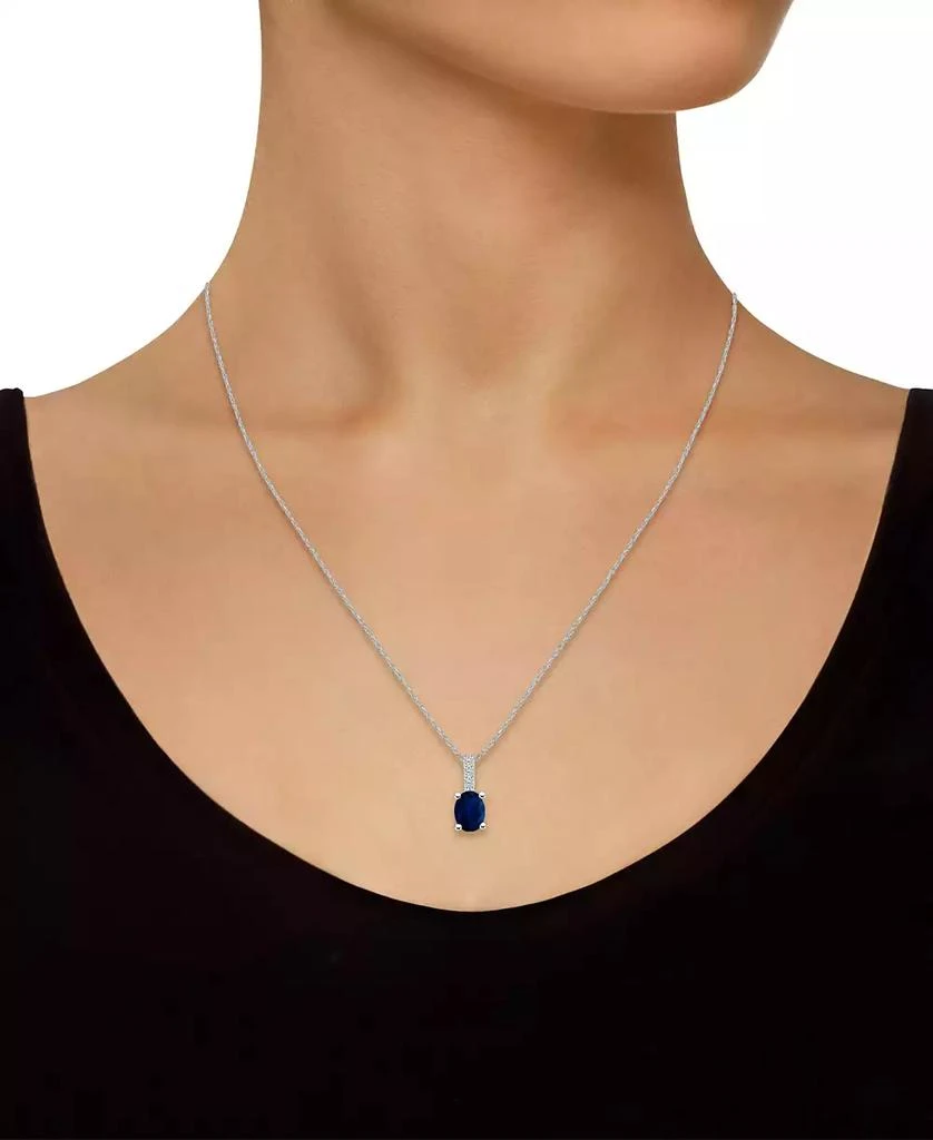 商品Macy's|Sapphire (1-1/2 Ct. t.w.) and Diamond Accent Pendant Necklace,价格¥47051,第2张图片详细描述