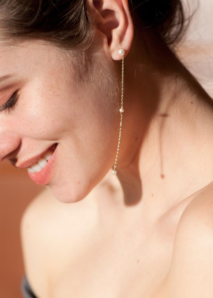 Twin pearl fountain 24k vermeil earrings商品第2张图片规格展示