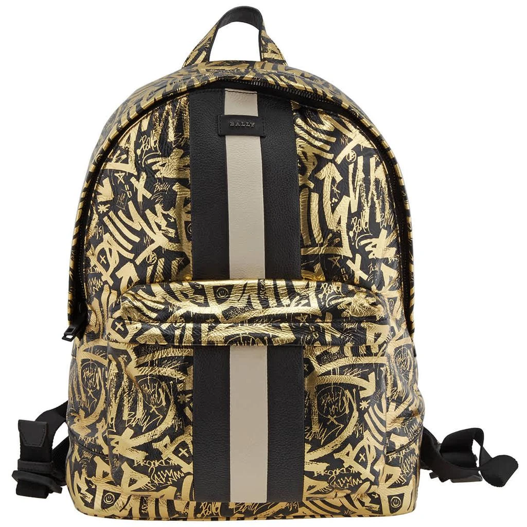 商品Bally|Bally Black/Gold Hingis Graffiti Print Leather Backpack,价格¥3264,第2张图片详细描述