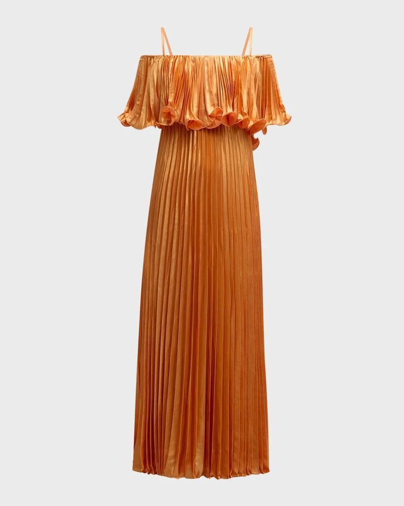 商品UNGARO|Nikita Pleated Cold-Shoulder Metallic Gown,价格¥2601,第1张图片