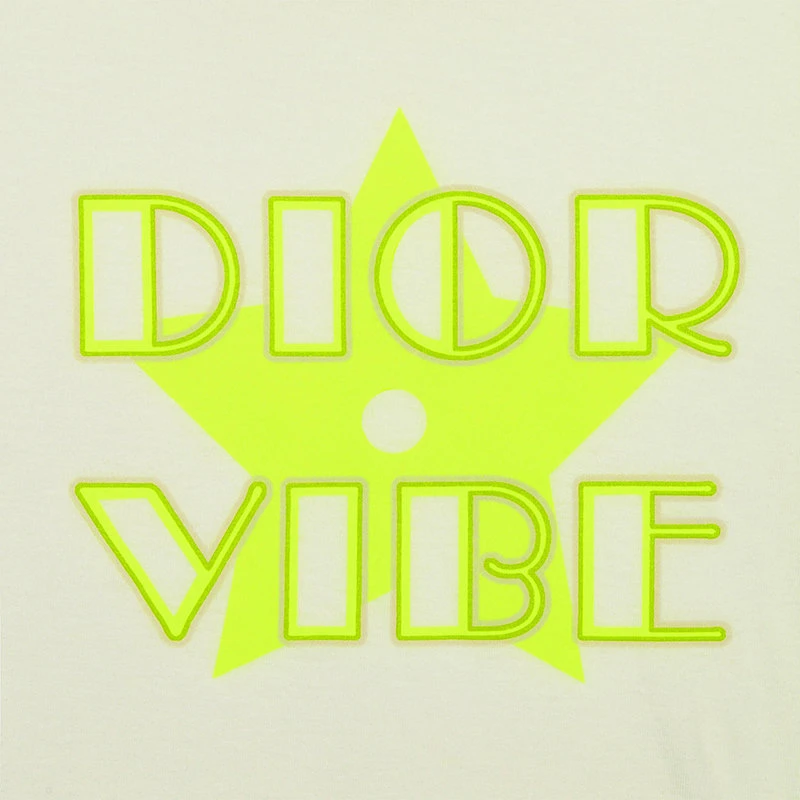 商品Dior|【预售3-7天】DIOR/迪奥 22年春夏新款 VIBE系列 女士米白色/荧光黄色棉质和亚麻混纺星星Logo短袖T恤223T19A4497_X2807,价格¥7254,第5张图片详细描述