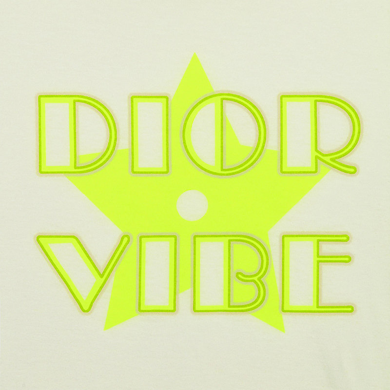 商品Dior|【预售3-7天】DIOR/迪奥 22年春夏新款 VIBE系列 女士米白色/荧光黄色棉质和亚麻混纺星星Logo短袖T恤223T19A4497_X2807,价格¥6861,第7张图片详细描述