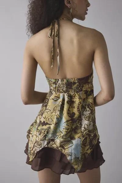 商品Urban Outfitters|UO Catie Halter Split-Front Flyaway Tunic Top,价格¥367,第3张图片详细描述