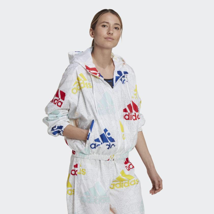 商品Adidas|Women's adidas Essentials Multi-Colored Logo Loose Fit Windbreaker,价格¥356,第6张图片详细描述