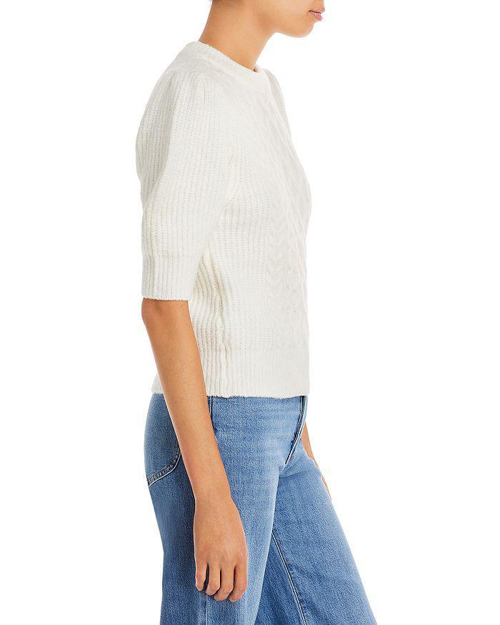 商品AQUA|Elbow Puff Sleeve Cable Knit Sweater - 100% Exclusive,价格¥575,第6张图片详细描述
