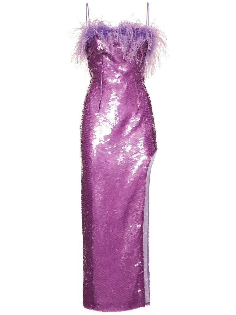 商品GIUSEPPE DI MORABITO|Sequined Midi Dress W/ Feathers,价格¥3501,第1张图片