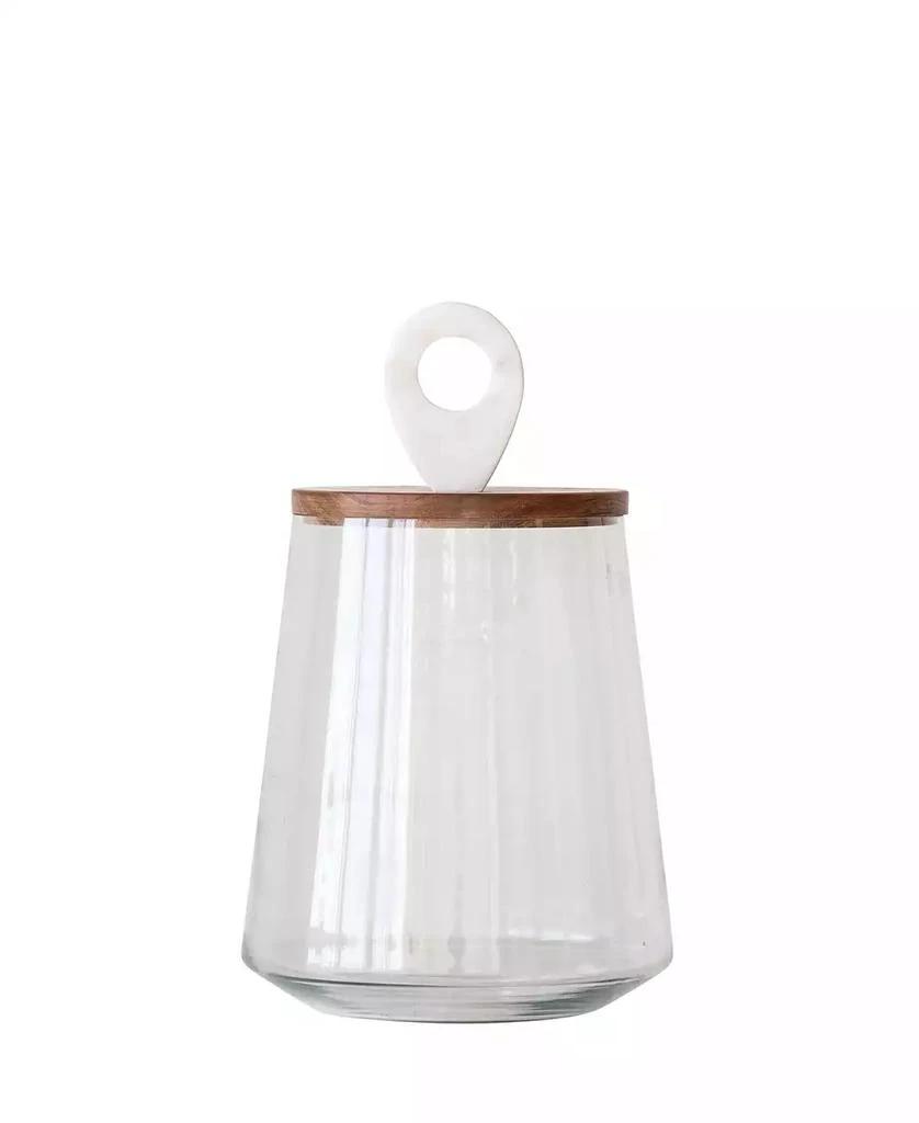 商品Bloomingville|Small Clear Glass Jar with Mango Wood & Marble Lid,价格¥373,第1张图片