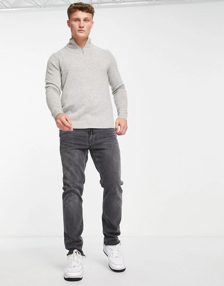 商品ASOS|ASOS DESIGN lambswool half zip jumper in light grey,价格¥247,第3张图片详细描述